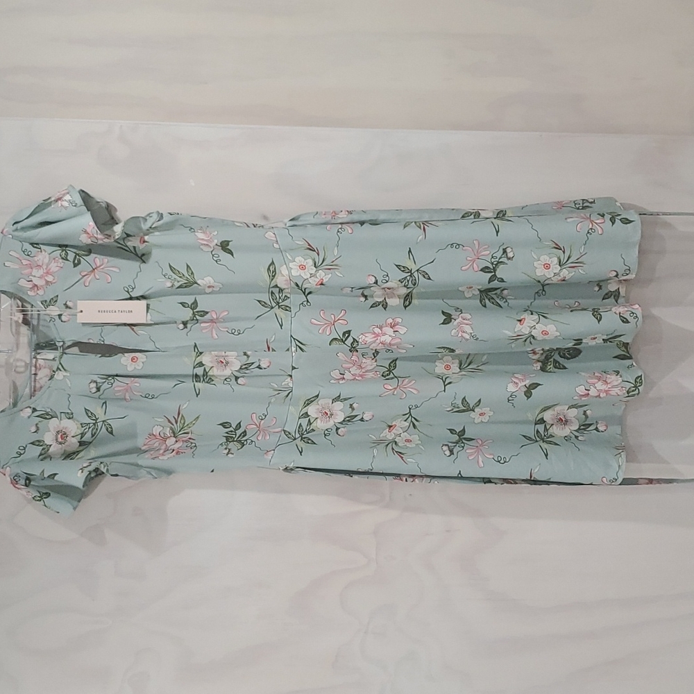 NEW Rebecca Taylor Short Sleeve Pastel Floral-Print Dress Sz 6